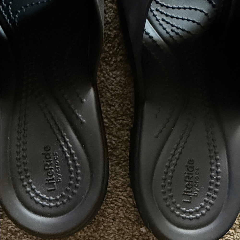 Crocs Black Comfort Slides - Picture 2 of 7